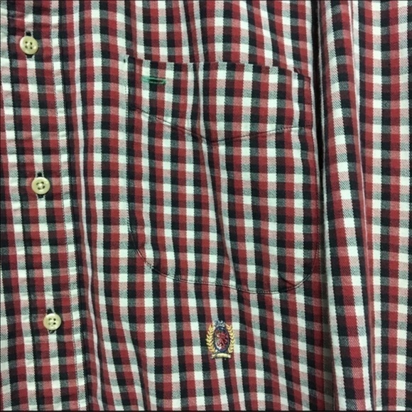 TOMMY Hilfiger plaid cotton button front shirt size L - Picture 3 of 3